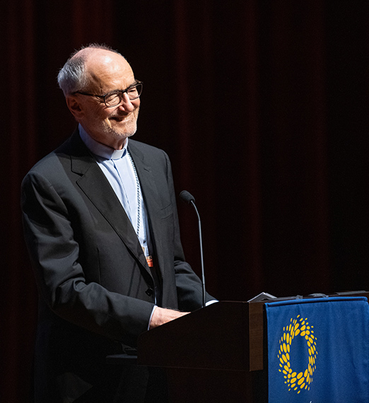 line drawing of a cross on blue background